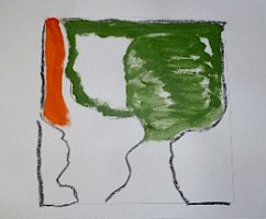 Acryll, Kohle, Mischtechnik auf Papier, 20 mal 30 cm