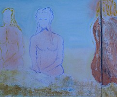 Tryptichon, Acryll, Mischtechnik auf Leinwand 100 mal 240 cm